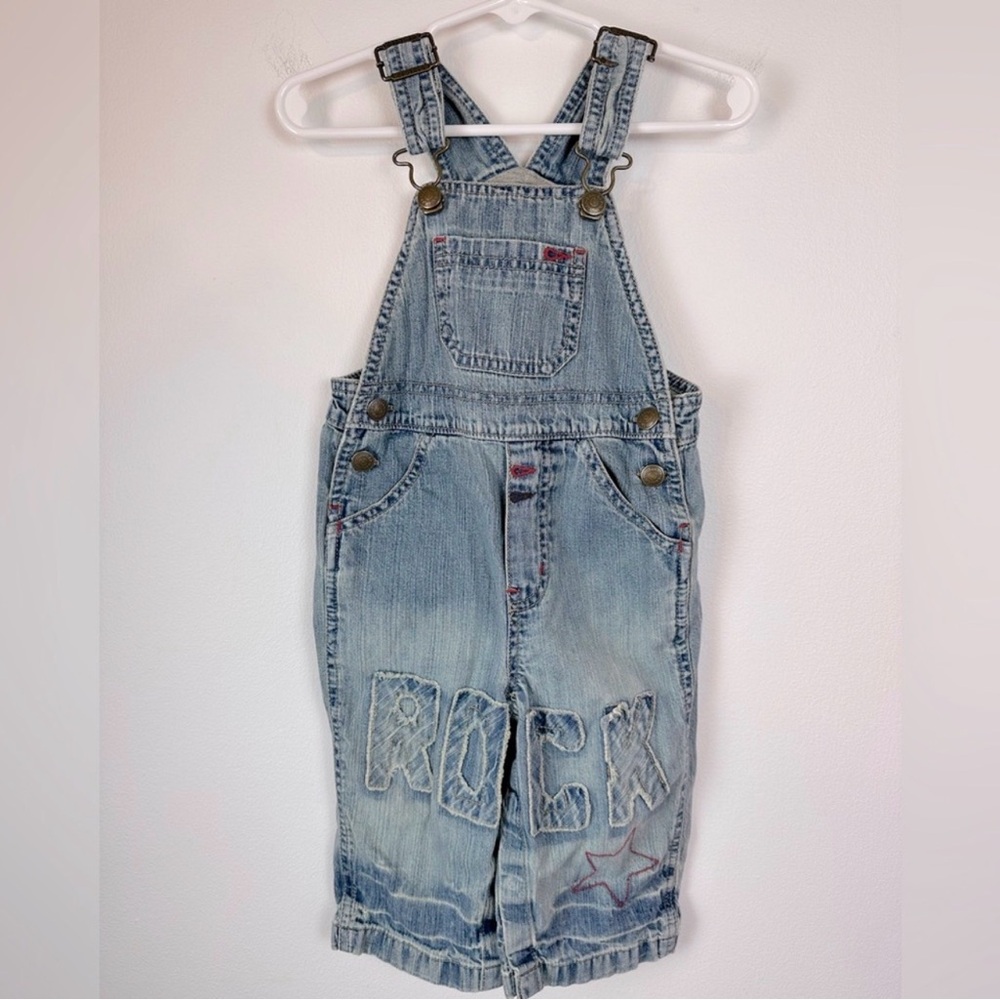 BABY GAP Denim RARE Baby Boy ROCK Overalls | Size 12-18 Months